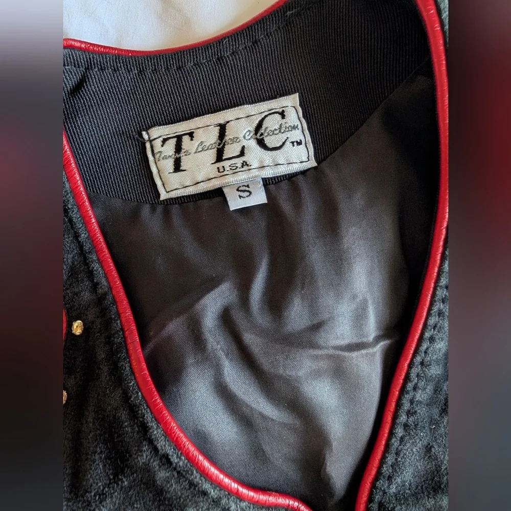 TLC Leather Collection Red Black & Gold Horsemanship Show Studded Rhine Vest - Picture 2 of 10